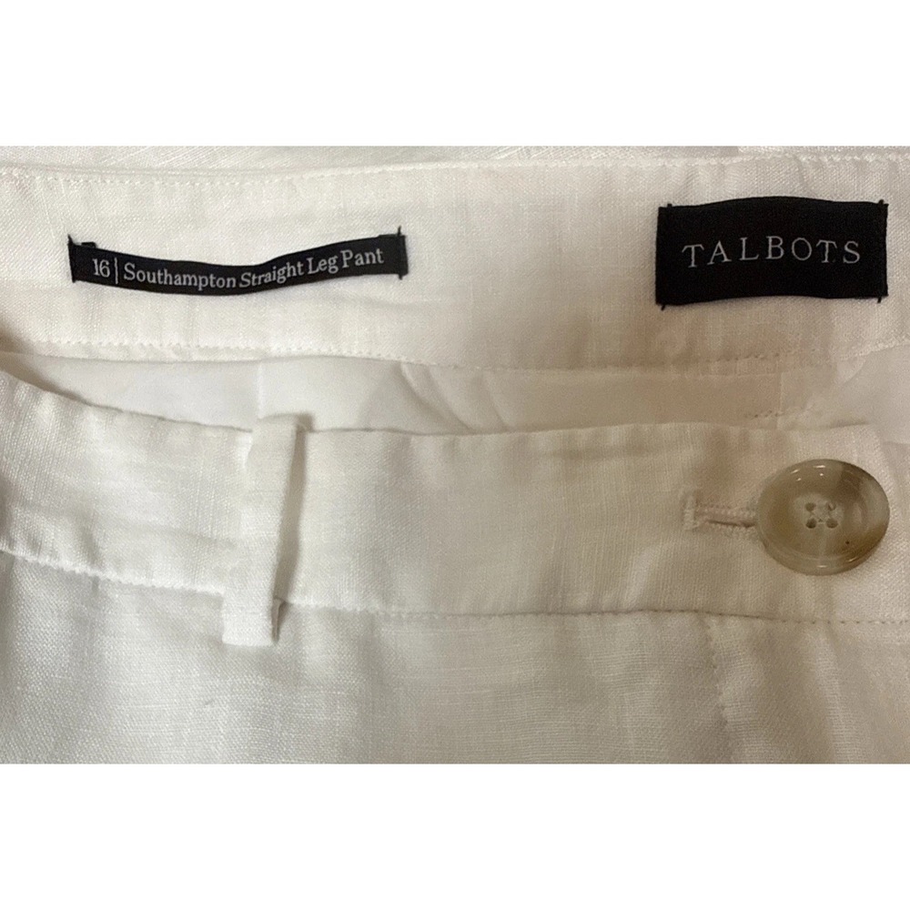 Talbots 100% Linen Southampton Pants Women's 16 White Partially Lined Coastal - Picture 3 of 10